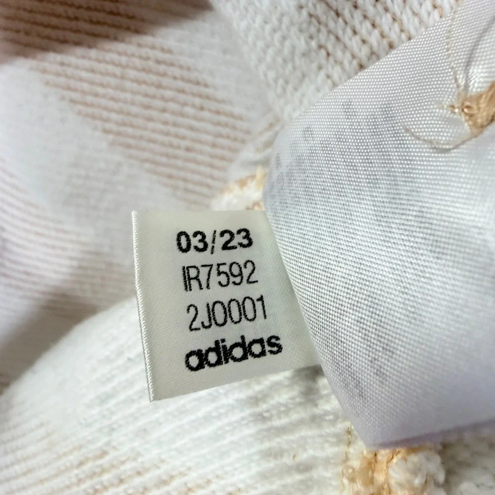 Adidas Originals‎ Mens Striped Henley Hoodie Tan Cream Trefoil Logo Medium